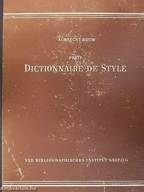 Petit Dictionnaire de Style