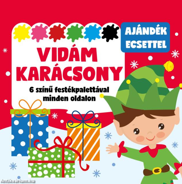 Vidám karácsony - 6 színű festékpalettával minden oldalon