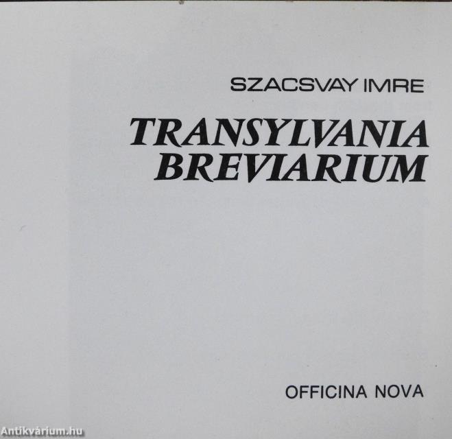 Transylvania breviarium II. (minikönyv)