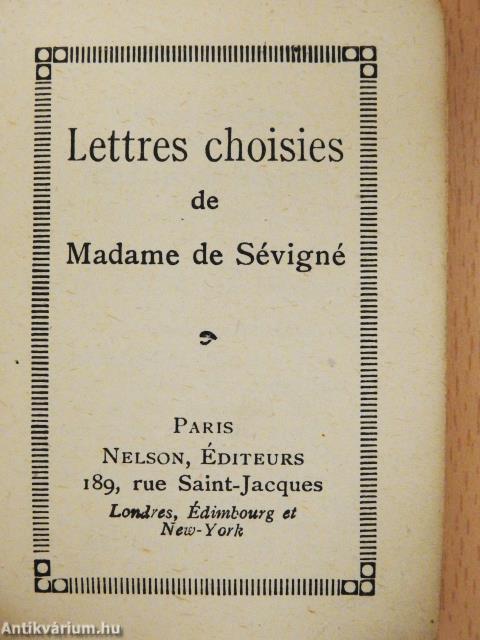 Lettres choisies de Madame de Sévigné (minikönyv)