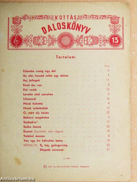 Kottás daloskönyv 13.
