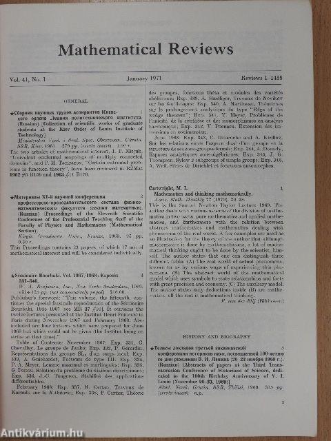 Mathematical Reviews July 1971.-December 1982. (nem teljes évfolyamok, 135 kötet)