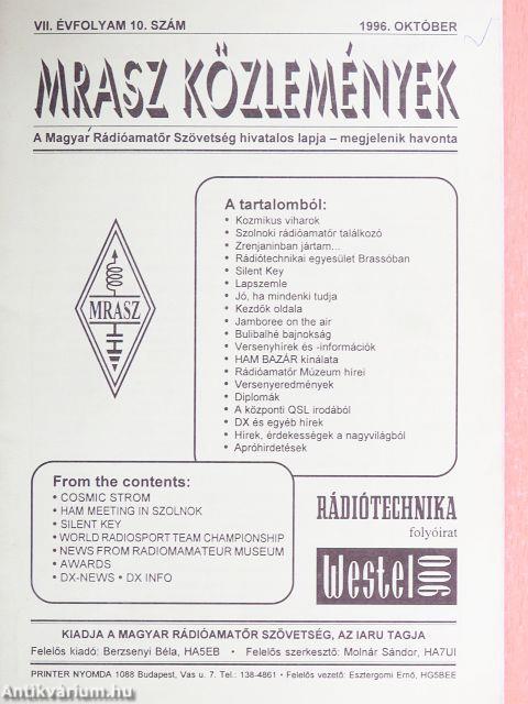 MRASZ közlemények 1996. október