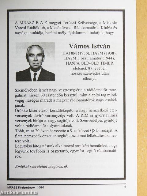 MRASZ közlemények 1996. október