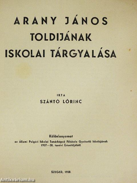 Arany János Toldijának iskolai tárgyalása