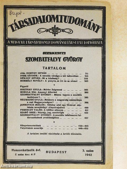 Társadalomtudomány 1942. május-június