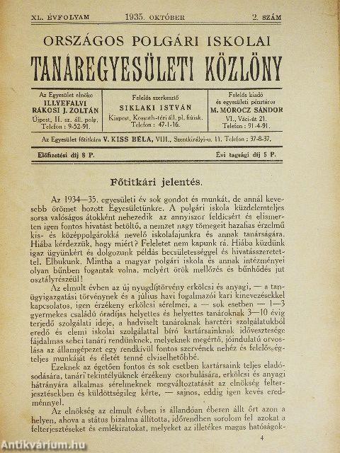 Országos Polgári Iskolai Tanáregyesületi Közlöny 1935. október