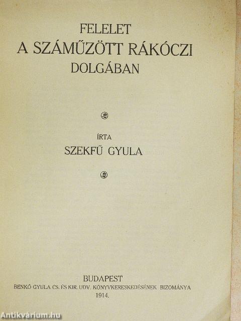 Felelet a száműzött Rákóczi dolgában