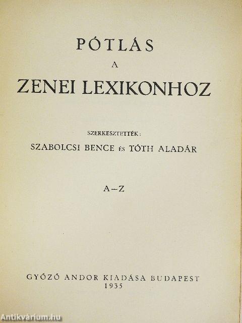 Pótlás a zenei lexikonhoz