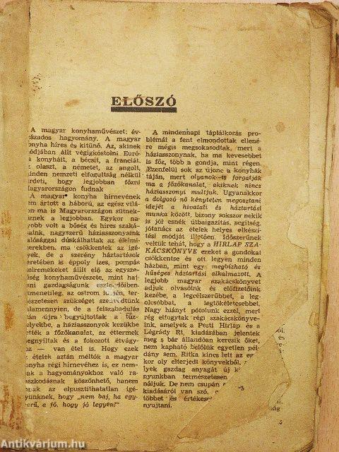 A Hirlap szakácskönyve (rossz állapotú)