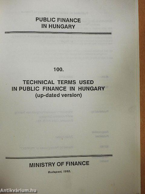 Technical terms used in public finance in Hungary