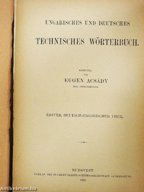 Magyar és német műszaki szótár I. (rossz állapotú)