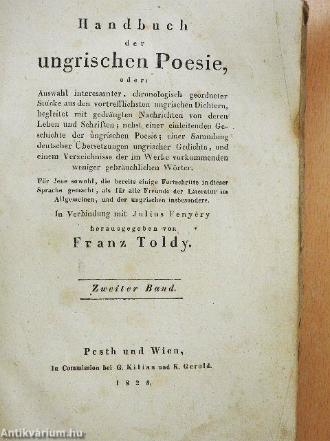 Handbuch der ungrischen Poesie II. (töredék) (rossz állapotú)