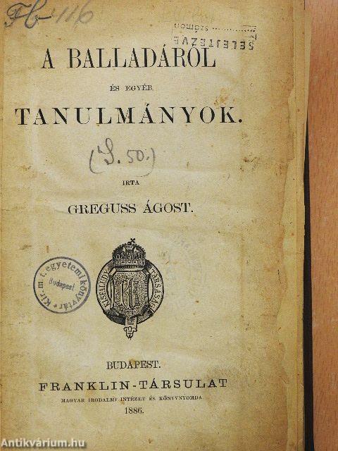 A balladáról és egyéb tanulmányok (rossz állapotú)