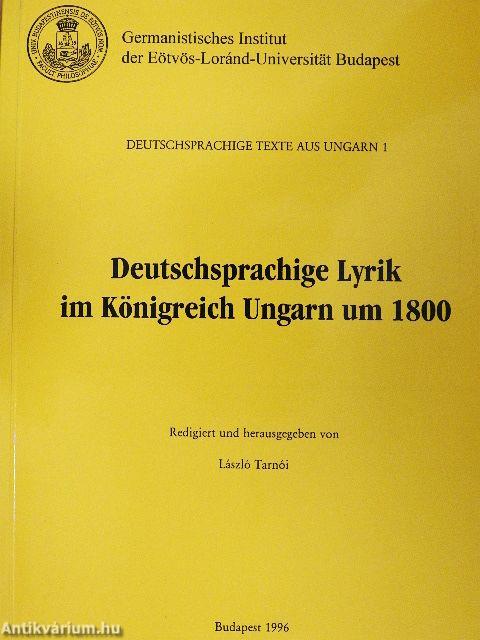 Deutschsprachige Lyrik im Königreich Ungarn um 1800
