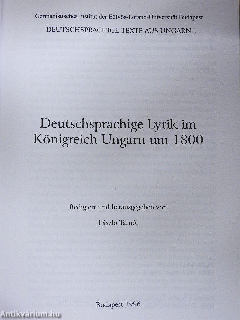 Deutschsprachige Lyrik im Königreich Ungarn um 1800