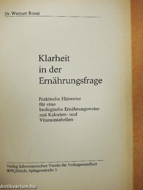 Klarheit in der Ernährungsfrage