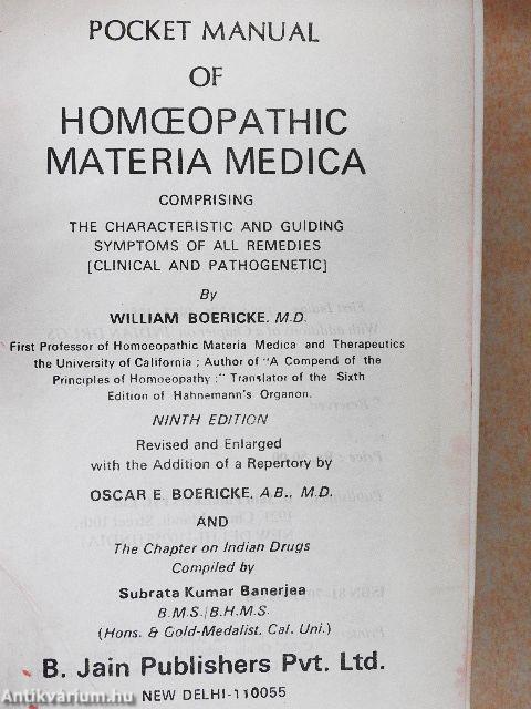 Pocket Manual of Homoeopathic Materia Medica