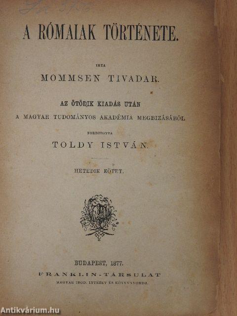 A rómaiak története VII-VIII. (töredék) (rossz állapotú)
