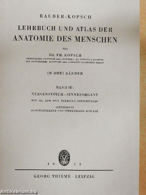 Lehrbuch und Atlas der Anatomie des Menschen III.