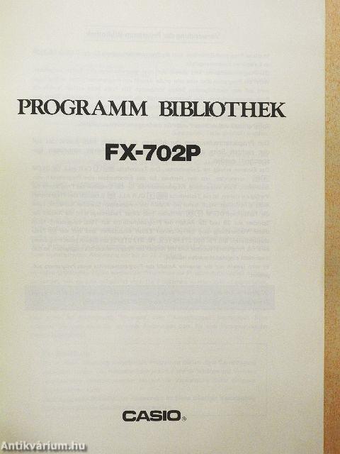 Programm Bibliothek - Casio FX-702P