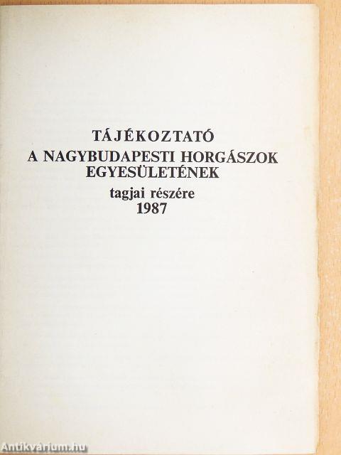 Tájékoztató a Nagybudapesti Horgászok Egyesületének felnőtt és ifjúsági tagjai részére 1987
