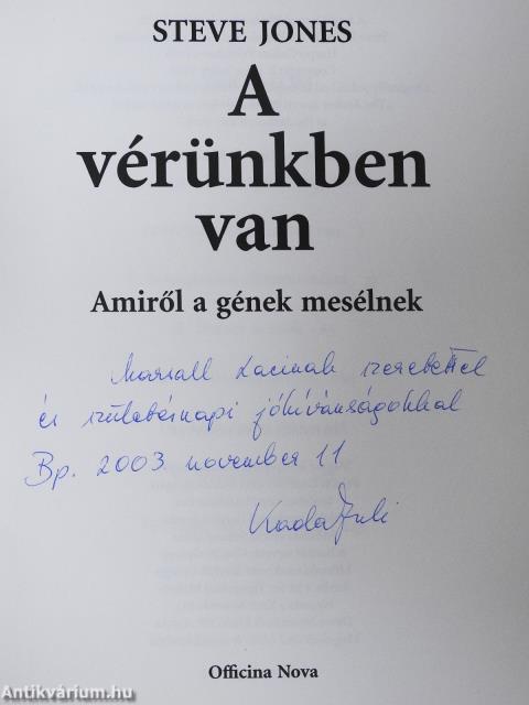 A vérünkben van (dedikált példány)