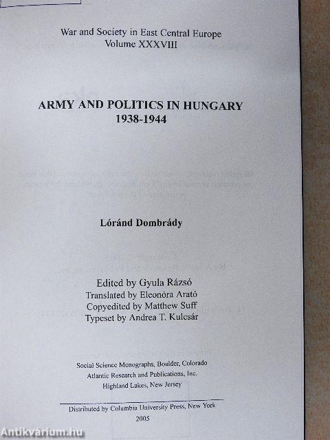 Army and Politics in Hungary 1938-1944
