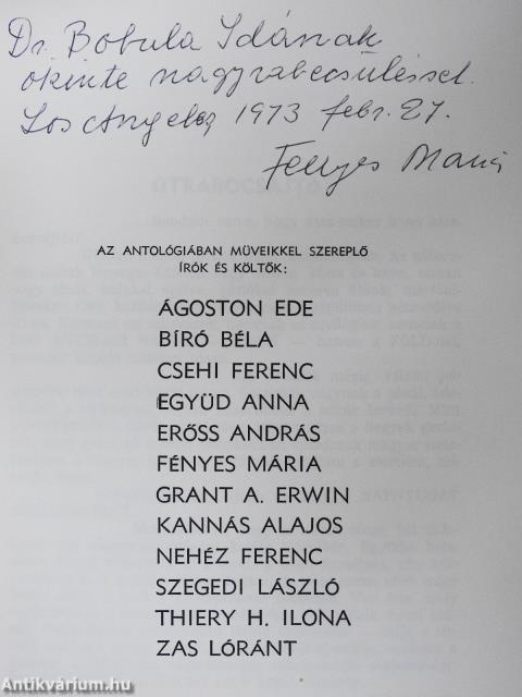 A "Napnyugat" írói körének antológiája I. (dedikált példány) (Bodula Ida könyvtárából)