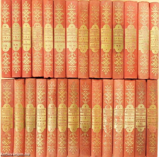 "28 kötet a Tolsztoj összes regényei és elbeszélései sorozatból (nem teljes sorozat)"