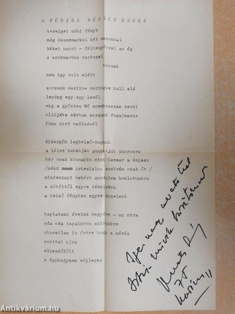 A fények rézsűt esnek (dedikált példány)