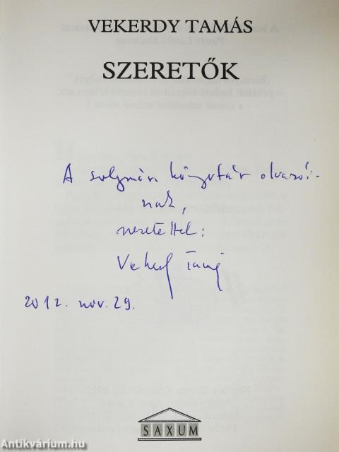 Szeretők (dedikált példány)