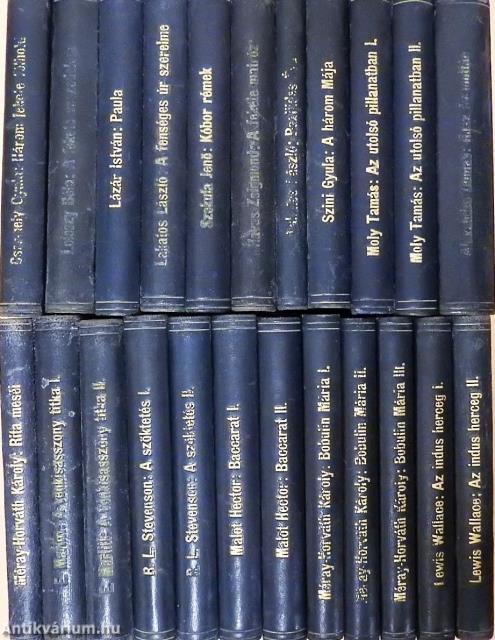 23 kötet szépirodalmi mű egységes könyvkötői félbőr kötésben a Tolnai Nyomdai Műintézet és Kiadóvállalat R.-T. kiadásában