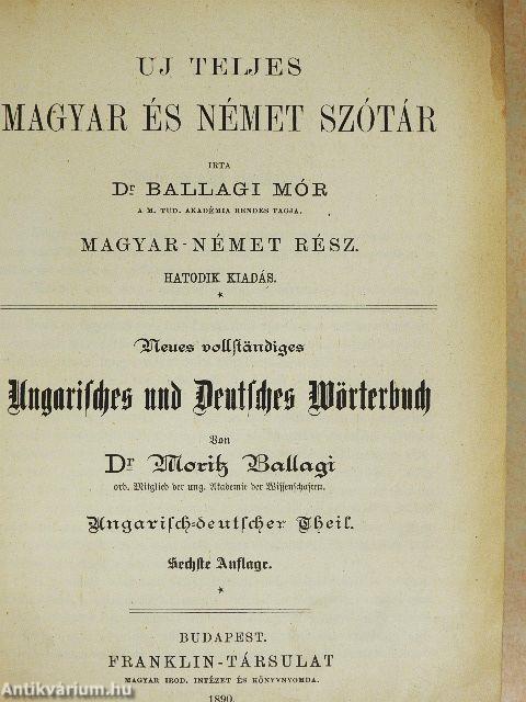 Uj teljes magyar és német szótár (gótbetűs)