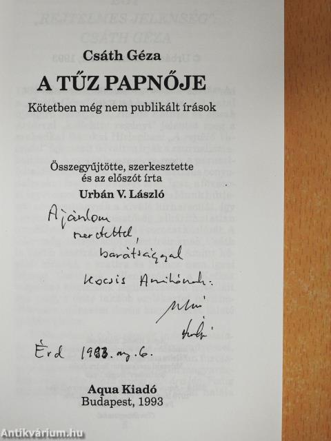 A tűz papnője (dedikált példány)