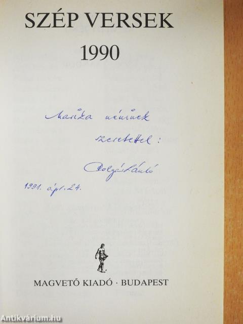 Szép versek 1990 (dedikált példány)