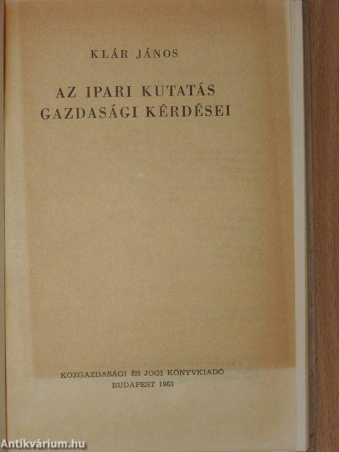 Az ipari kutatás gazdasági kérdései