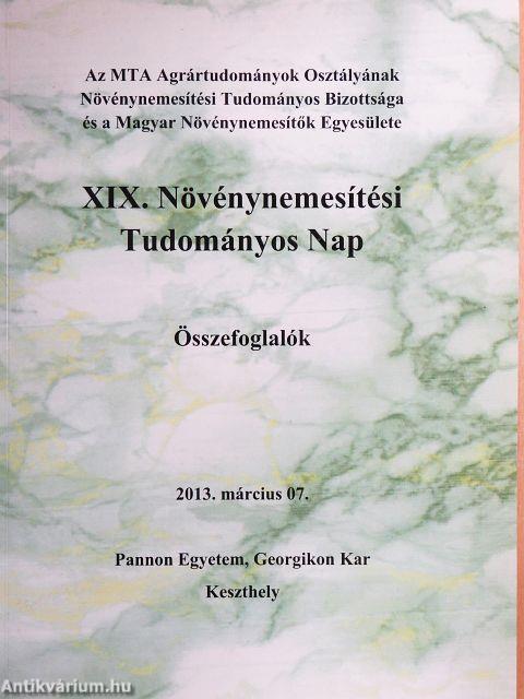 XIX. Növénynemesítési Tudományos Nap