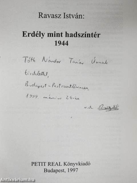 Erdély mint hadszíntér (dedikált példány)