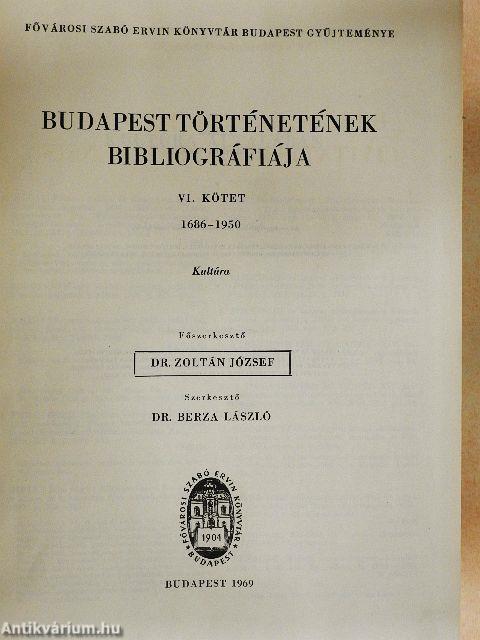 Budapest történetének bibliográfiája VI.