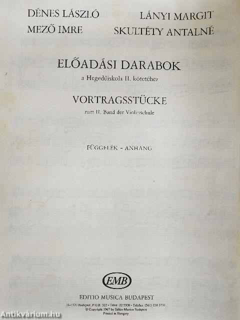 Előadási darabok a Hegedűiskola II. kötetéhez