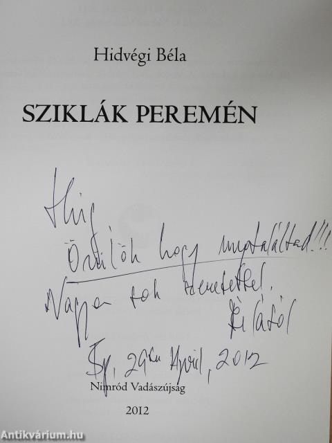 Sziklák peremén (dedikált példány)