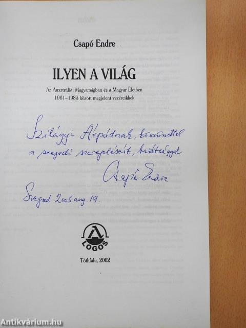 Ilyen a világ (dedikált példány)