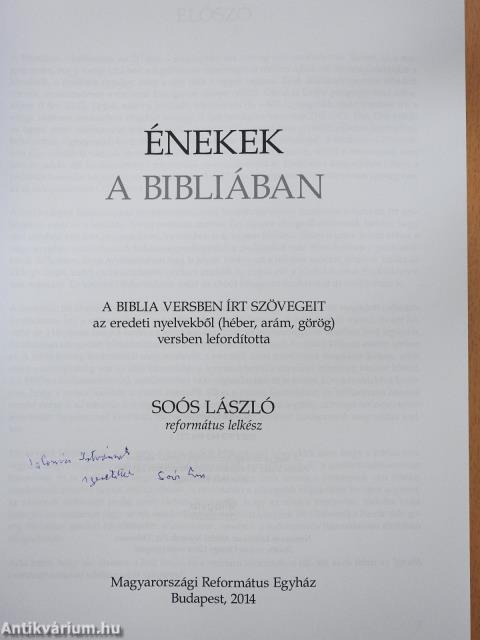 Énekek a Bibliában (dedikált példány)