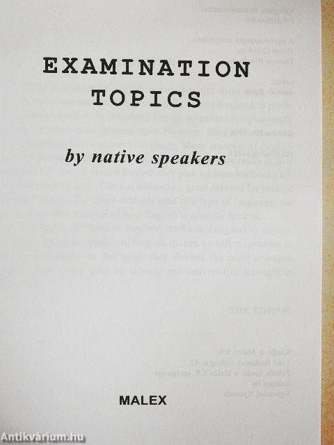 Examination topics by native speakers