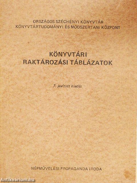 Könyvtári raktározási táblázatok