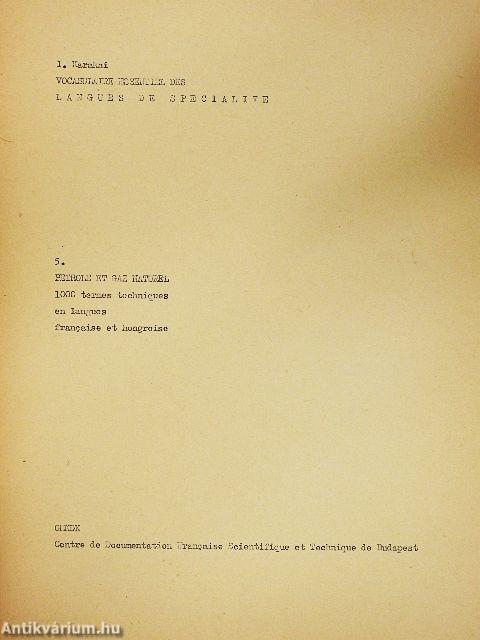 Vocabulaire Essentiel des Langues de Specialite 5.