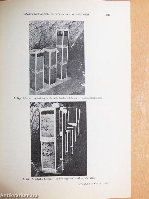 A Magyar Tudományos Akadémia Biológiai Tudományok Osztályának Közleményei XX. kötet 1-2. szám