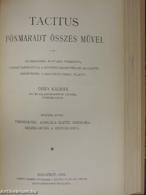 Tacitus fönmaradt összes művei I-II.