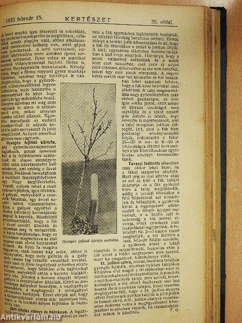 Növényvédelem 1932. január-december/Kertészet 1932. (nem teljes évfolyam)